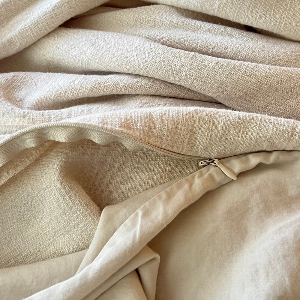 Casaluna Heavyweight Linen Blend Duvet Cover Full / Queen Natural Beige Textured - Picture 5 of 8